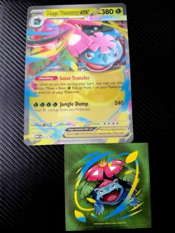 Pokemon TCG Mega Venusaur Ex 013 JUMBO 3D Promo Card NM & sticker - Image 1