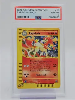 RAPIDASH 2002 POKEMON E-CARD EXPEDITION HOLO RARE 26/165 PSA 8 Q0004 - Image 1
