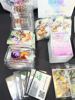 Huge Lot Of Prismatic Evolutions Pokemon Cards Dice Sleeves Tokens - Image 2