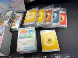 Huge Lot Of Prismatic Evolutions Pokemon Cards Dice Sleeves Tokens - Image 4
