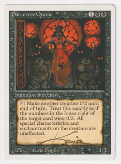 Gold Signed Sorceress Queen LP Revised Edition Artist Kaja Foglio 1994 MTG Magic - Image 1