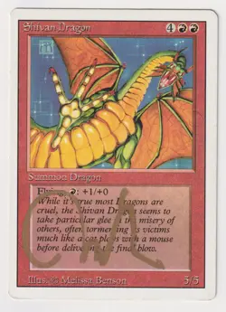 Gold Signed Shivan Dragon HP Revised Artist Melissa Benson 1994 MTG Magic Rare! - Image 1