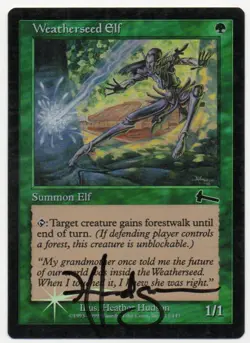 MTG M:tG URZA'S LEGACY Weatherseed Elf FOIL - SIGNED by Heather Hudson! - Image 1