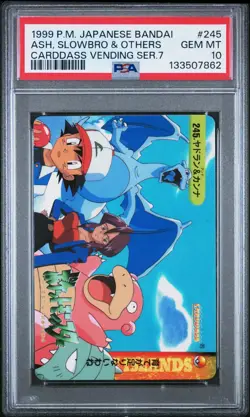 PSA 10 2025 CERT CHARIZARD/SLOWBRO/ASH 1999 POKEMON JPN BANDAI CARDDASS #245 - Image 1