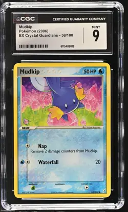 CGC MINT 9 Pokemon Mudkip 58/100 2006 EX Crystal Guardians - Image 1