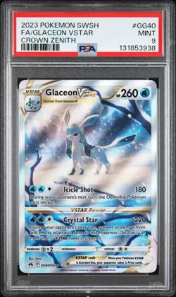 2023 POKEMON SWORD & SHIELD CROWN ZENITH #GG40 FULL ART/GLACEON VSTAR PSA 9 - Image 1