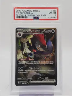 N'S ZOROARK EX 2025 POKEMON JOURNEY SPECIAL ILLUSTRATION RARE 185 PSA 8 Q0004 - Image 1
