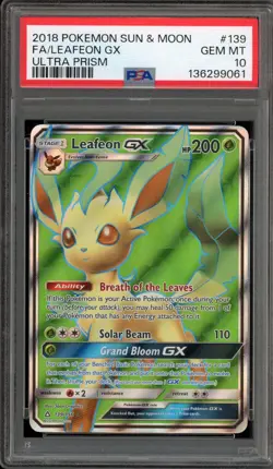 Pokemon Leafeon GX Ultra Prism Full Art #139 PSA 10 Gem Mint - Image 1