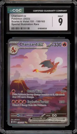 Pokemon Charizard ex 151 MEW EN Special Illustration Rare #199 CGC 9 Mint - Image 1
