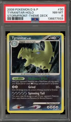 Pokemon Tyranitar Stormfront Theme Deck Holo Rare #30 PSA 8 - Image 1