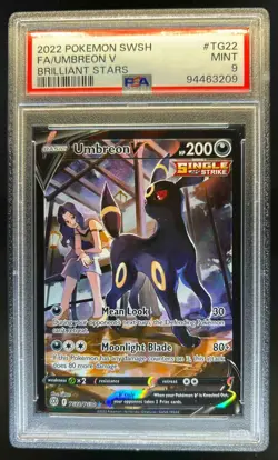 2022 Pokemon SWSH Brilliant Stars Umbreon V Trainer Gallery #TG22/TG30 PSA 9 - Image 1