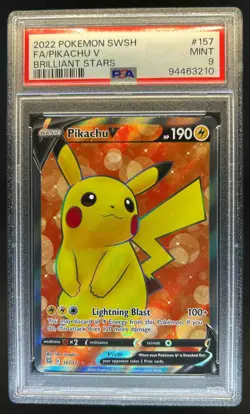 2022 Pokemon SWSH Brilliant Stars Pikachu V #157/172 PSA 9 - Image 1