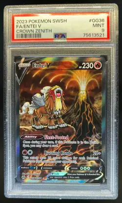 2023 Pokemon SWSH Crown Zenith Entei V Galarian Gallery #GG36/GG70 PSA 9 - Image 1