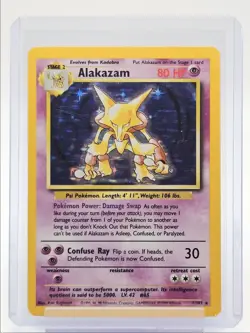 ALAKAZAM 1998 POKEMON ORIGINAL BASE SET RARE HOLO 1/102 Q0106 - Image 1