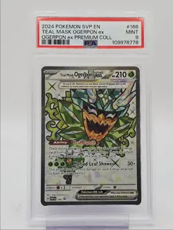 TEAL MASK OGERPON EX 2024 POKEMON PREMIUM BLACK STAR PROMO #166 PSA 9 Q0004 - Image 1