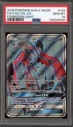 Pokemon Yveltal GX Forbidden Light Full Art #124 PSA 10 Gem Mint - Image 1