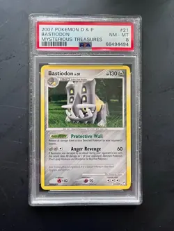 BASTIODON #21 2007 Pokemon Diamond & Pearl Mysterious Treasures PSA 8 - Image 1