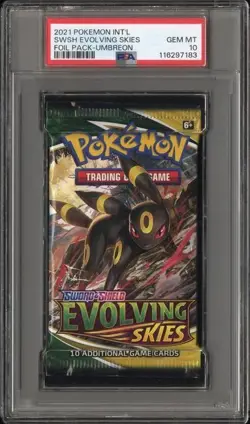 PSA 10 - 2021 Pokemon SWSH Evolving Skies UMBREON Sealed Booster Pack (7183) - Image 1