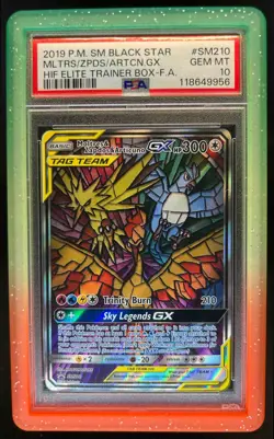 2016-19 Pokemon Black Star Promos Moltres Zapdos Articuno Tag Team #SM210 PSA 10 - Image 1