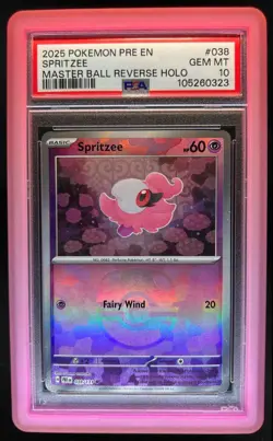 2025 Pokemon Prismatic Spritzee Reverse Holo Master Ball #038/131 PSA 10 - Image 1