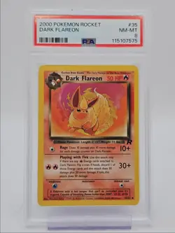 DARK FLAREON 2000 POKEMON TEAM ROCKET UNCOMMON 35/82 PSA 8 Q0004 - Image 1