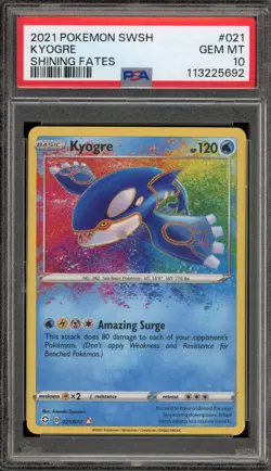Pokemon Kyogre Shining Fates Amazing Rare #021 PSA 10 Gem Mint - Image 1