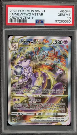 Pokemon Mewtwo VSTAR Crown Zenith Galarian Gallery Full Art #GG44 PSA 10 - Image 1