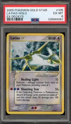 Pokemon Latias Gold Star EX Deoxys Holo Ultra Rare #105 PSA 6 - Image 1