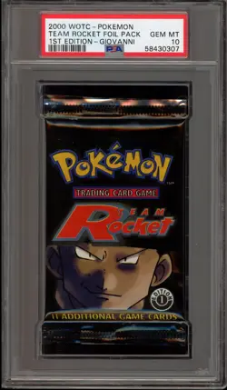 Pokemon Team Rocket 1st Edition Giovanni Art Sealed Booster Pack PSA 10 Gem Mint - Image 1