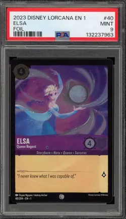 Disney Lorcana Elsa Queen Regent First Chapter Cold Foil #40 PSA 9 Mint - Image 1