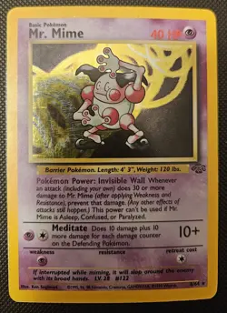 Pokemon Mr. Mime 40 HP Holo Rare Jungle 6/64 Unlimited 1999 Wizards Card - Image 1