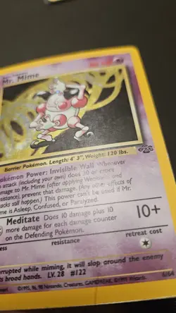 Pokemon Mr. Mime 40 HP Holo Rare Jungle 6/64 Unlimited 1999 Wizards Card - Image 4