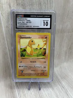 Pokemon Charmander TCG Shadowless Card 46/102 Base Set CGC 10 Gem Mint - Image 1