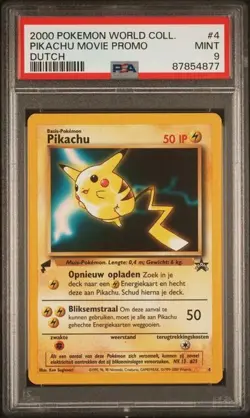 PSA 9 Mint Dutch Pikachu 4 Movie Promo 2000 Pokemon World Collection Card - Image 1