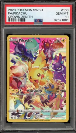 Pokemon Pikachu Crown Zenith Secret Rare Full Art #160 PSA 10 Gem Mint - Image 1