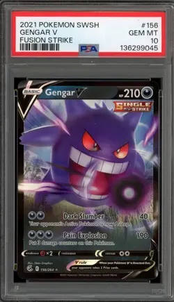 Pokemon Gengar V Fusion Strike Holo Ultra Rare #156 PSA 10 Gem Mint - Image 1
