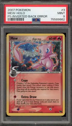 Pokemon Mew POP Series 5 Holo Rare #3 INVERTED BACK ERROR PSA 9 Mint - Image 1