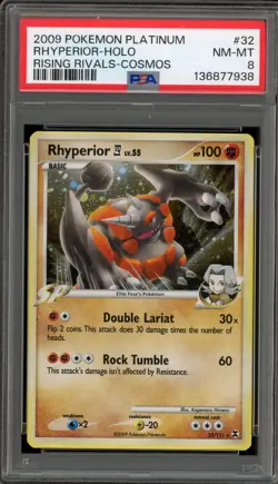 Pokemon Rhyperior Rising Rivals Cosmos Holo Rare #32 PSA 8 - Image 1