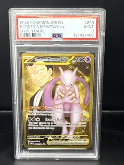 Pokemon Destined Rivals Gold Team Rockets Mewtwo EX Hyper Rare 240/182 PSA 9 - Image 1