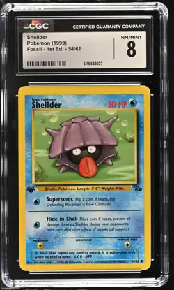 CGC NM/Mint 8 Pokemon Shellder 54/62 1999 Fossil 1st Edition - Image 1