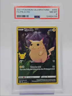 PIKACHU 2021 POKEMON CELEBRATIONS CLASSIC COLLECTION RARE A 005/025 PSA 8 Q0004 - Image 1