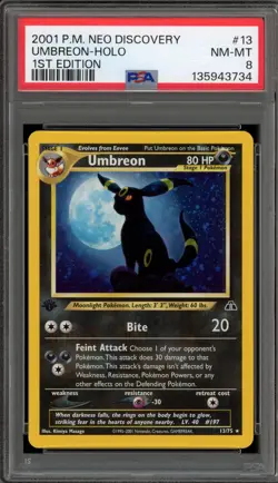 Pokemon Umbreon Neo Discovery 1st Edition Holo Rare #13 PSA 8 - Image 1
