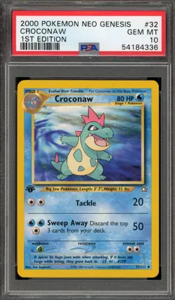 Pokemon Croconaw Neo Genesis 1st Edition #32 PSA 10 Gem Mint - Image 1