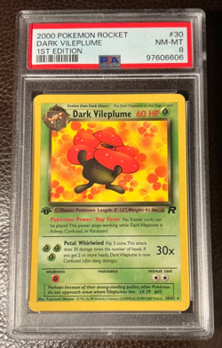 2000 POKEMON TEAM ROCKET 1ST EDITION #30/82 DARK VILEPLUME PSA 8 - Image 1