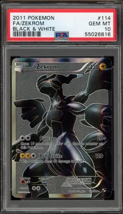 Pokemon Zekrom Black & White Full Art Grey Background #114 PSA 10 Gem Mint - Image 1