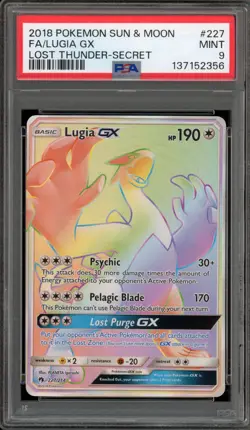 Pokemon Lugia GX Lost Thunder Secret Rare Full Art #227 PSA 9 Mint - Image 1