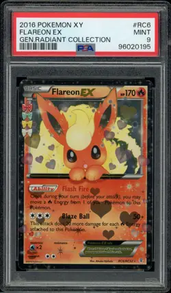2016 Pokemon XY Generations RC6 Flareon EX Radiant Collection PSA 9 Mint - Image 2