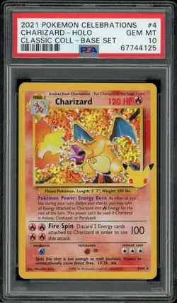 2021 Pokemon Celebrations 4 Charizard Holo Classic Collection PSA 10 Gem Mint - Image 2