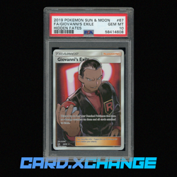 2019 Pokemon SM Hidden Fates 67 Giovanni's Exile Full Art PSA 10 Gem Mint - Image 1