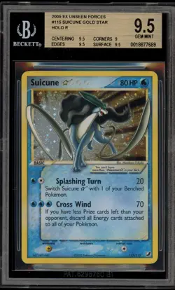 Pokemon Suicune Gold Star EX Unseen Forces Holo Ultra Rare #115 BGS 9.5 - Image 1